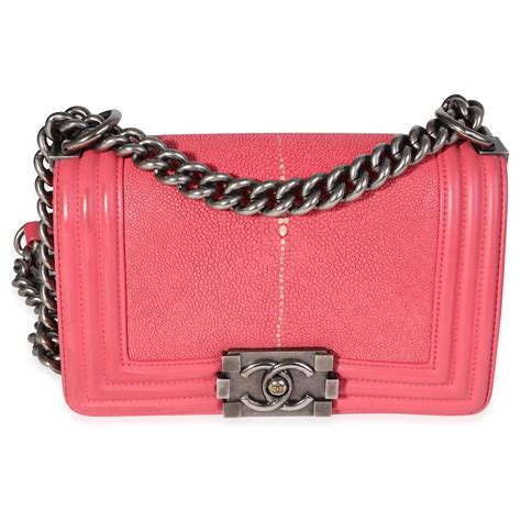 chanel pink stingray boy bag|Chanel calfskin leather handbags.